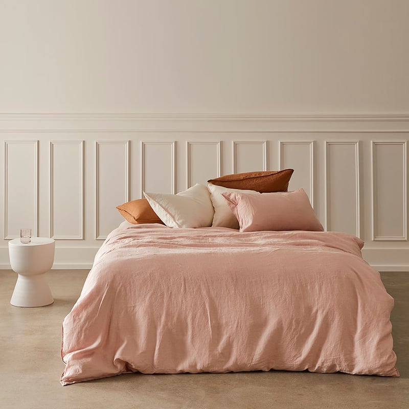 Vintage Washed Linen Nude Pink Quilt Cover Separates