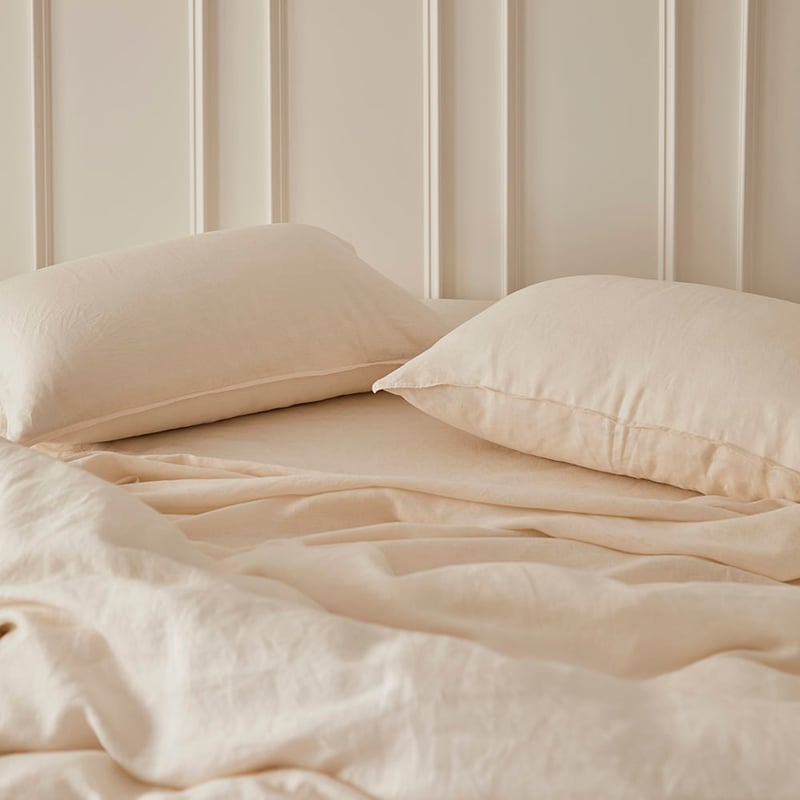 Vintage Washed Linen Vanilla Quilt Cover Separates