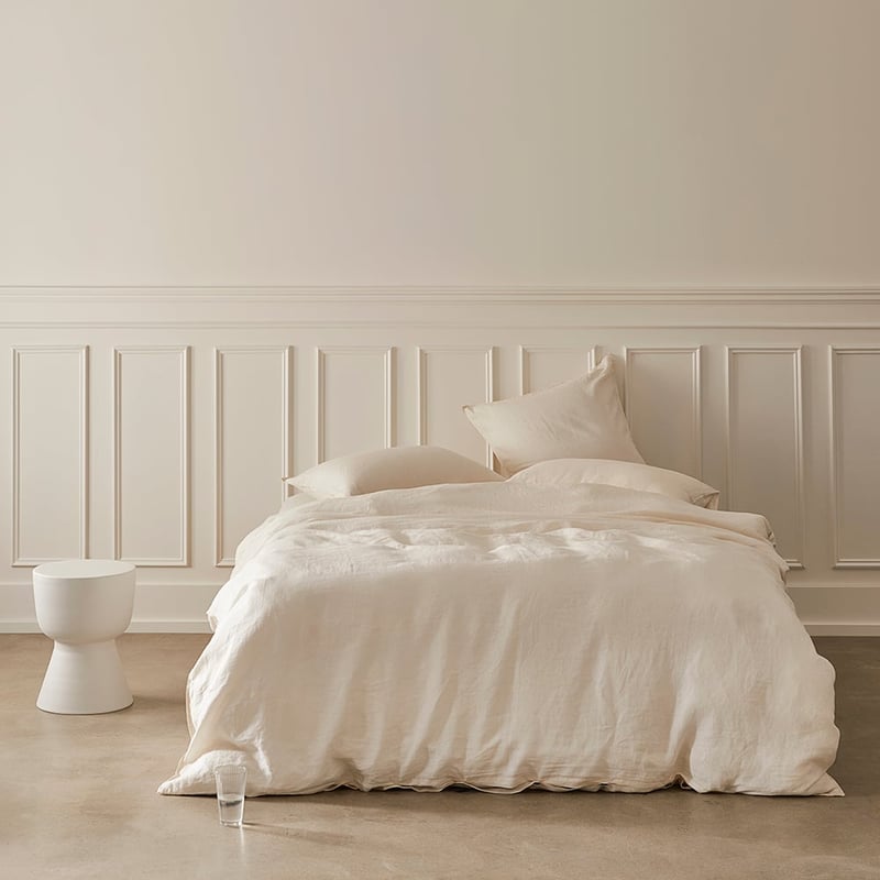 Vintage Washed Linen Vanilla Quilt Cover Separates