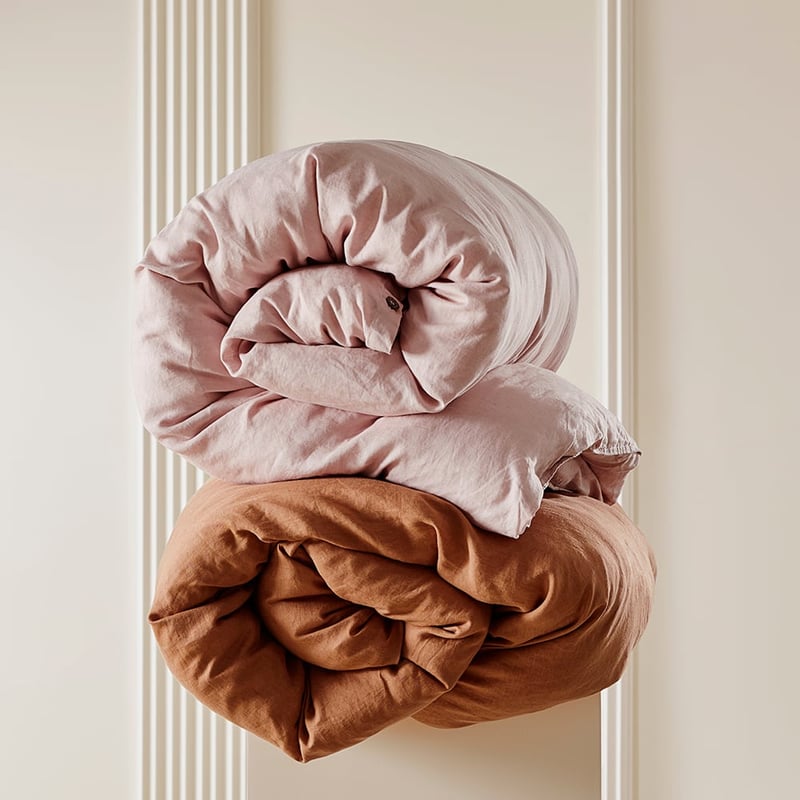 Vintage Washed Linen Nude Pink Quilt Cover Separates