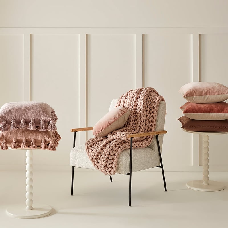 Newport Dusty Pink Chunky Knit Throw
