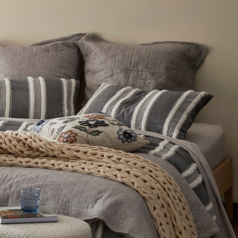 Taylor Grey Tufted Quilt Cover Pillowcases