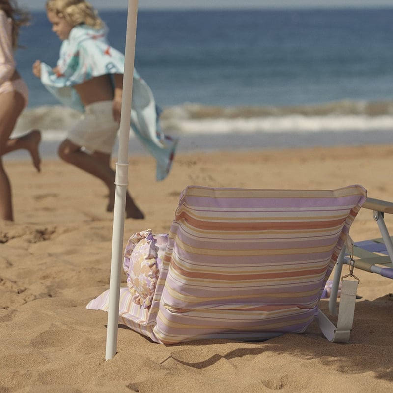 Lilac Multi Stripe Padded Canvas Beach Chair