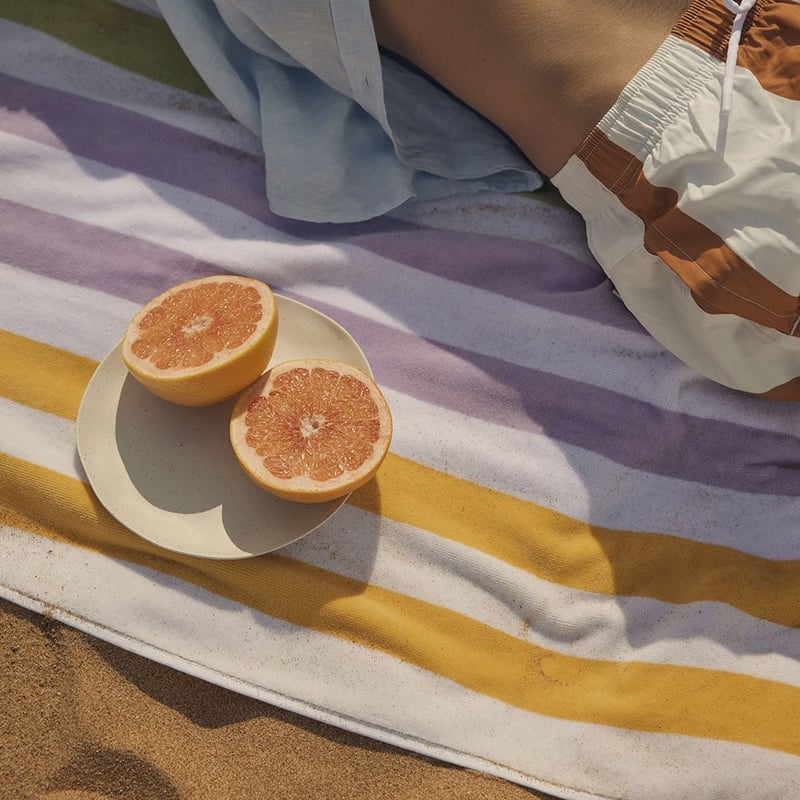 Velour Horizon Multi Stripe Beach Towel