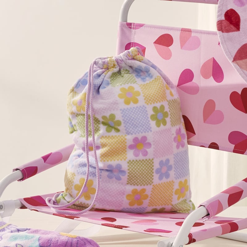 Kids Floral Gingham Terry Beach Bag