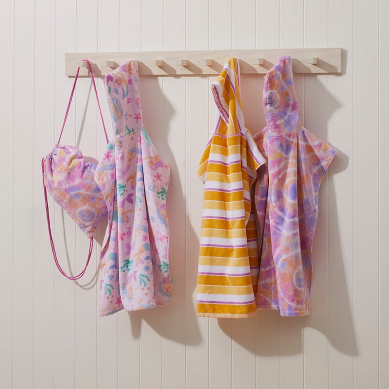 Velour Kids Mini Me Ocean Stripe Lemon Hooded Beach Towel
