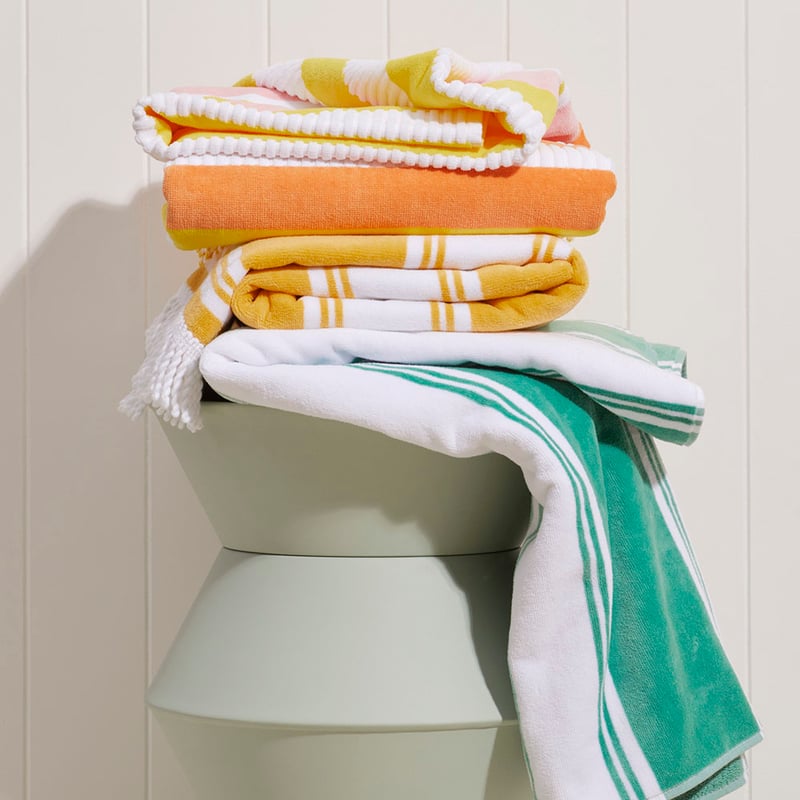 Velour Summer Stripe Green Beach Towel