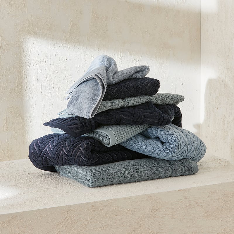 Mimosa Navy Marle Textured Towel Range