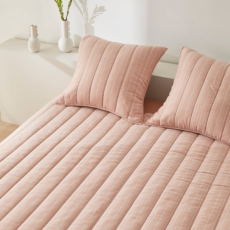 Cove Sky Blue Stripe Quilted Coverlet Separates