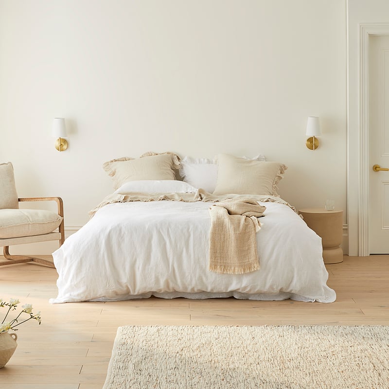 Vintage Washed Linen White Ruffle Quilt Cover Separates