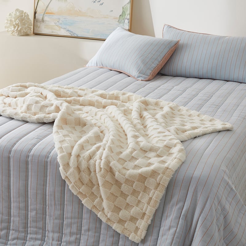 Cove Sky Blue Stripe Quilted Coverlet Separates
