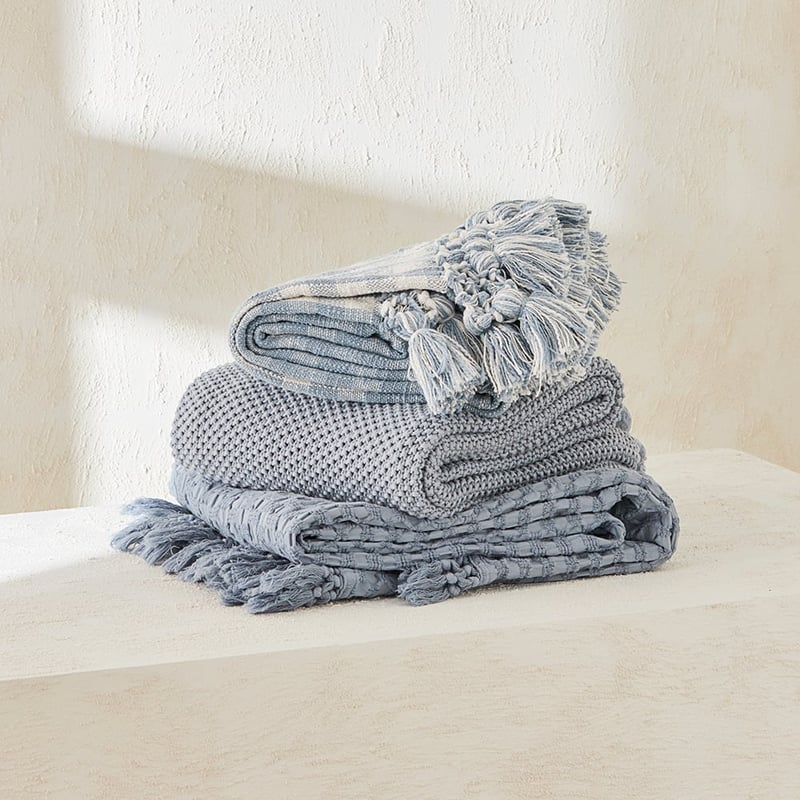 Zola Light Denim & White Throw