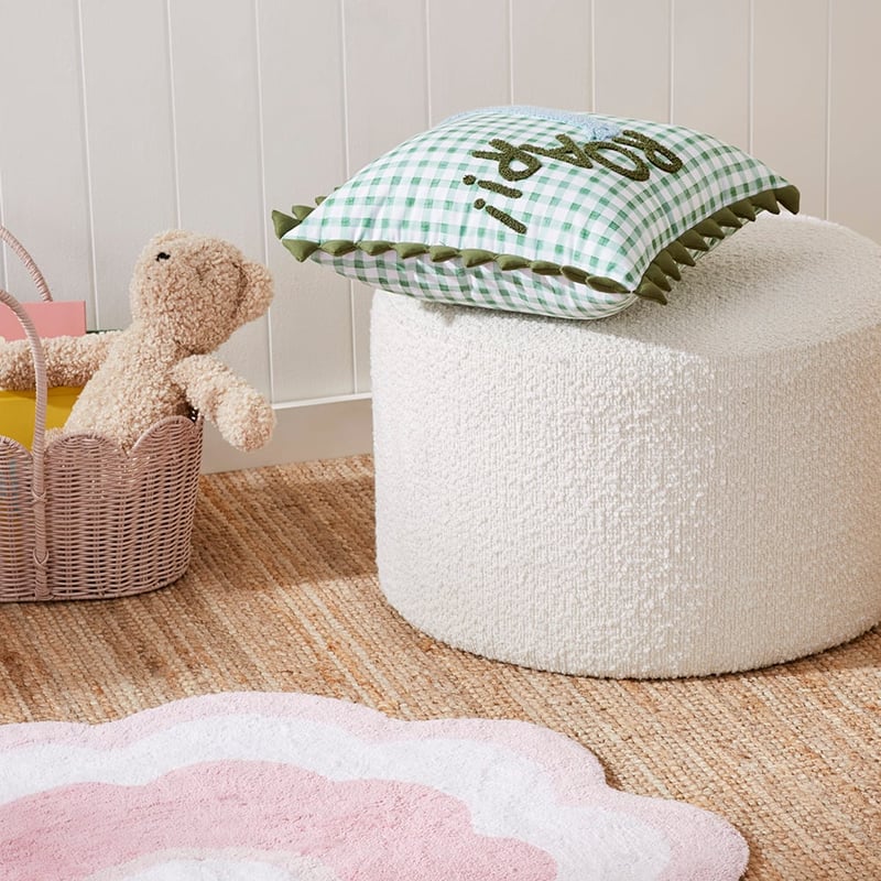 Brady White Boucle Ottoman