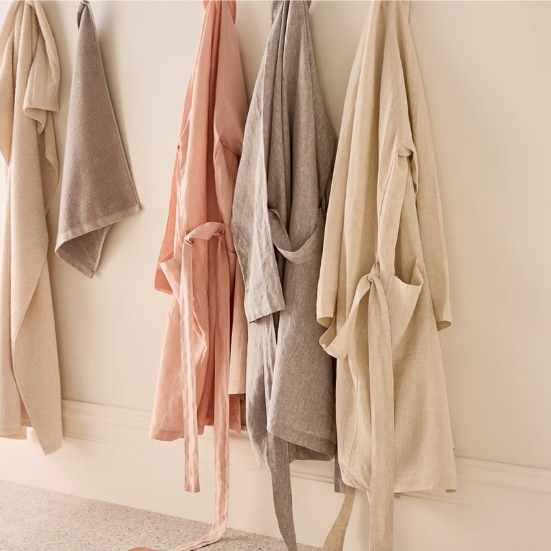 Vintage Washed Nude Pink Linen Robe