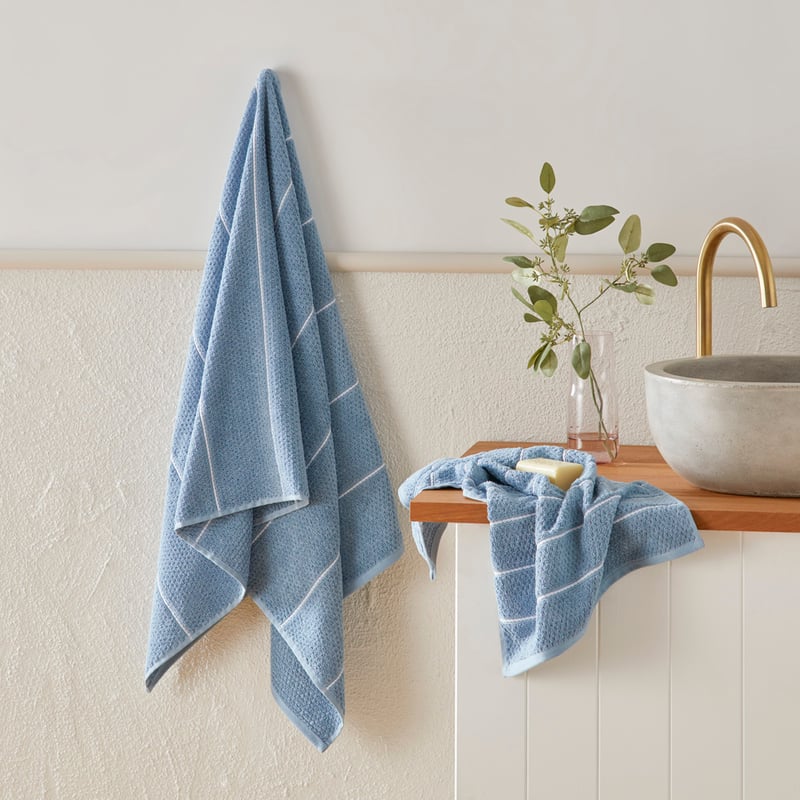 Dakota French Blue Stripe Bath Towel Range