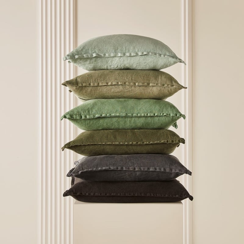 Belgian Slate Vintage Washed Linen Cushion