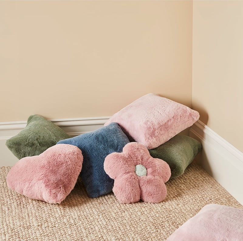 Multi Flower Shaped Faux Rabbit Fur Cushion