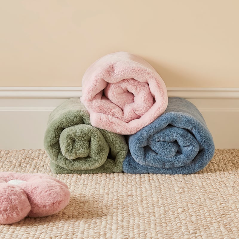 Faux Eucalyptus Rabbit Fur Throw