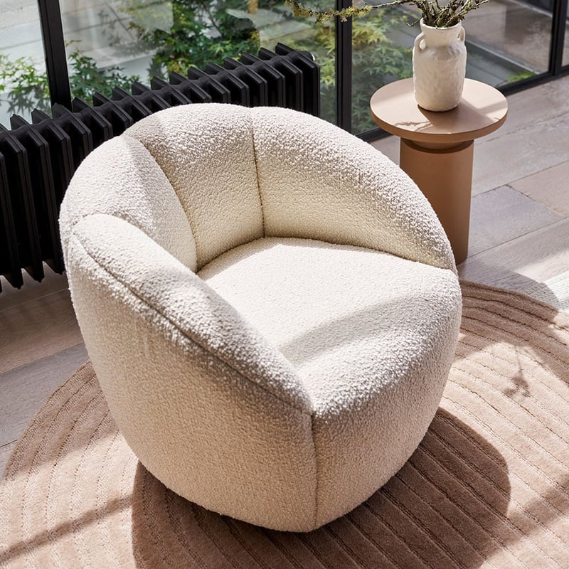 Ariel Ivory Boucle Swivel Chair