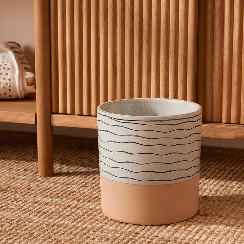 Nautical Blue & White Terracotta Pot