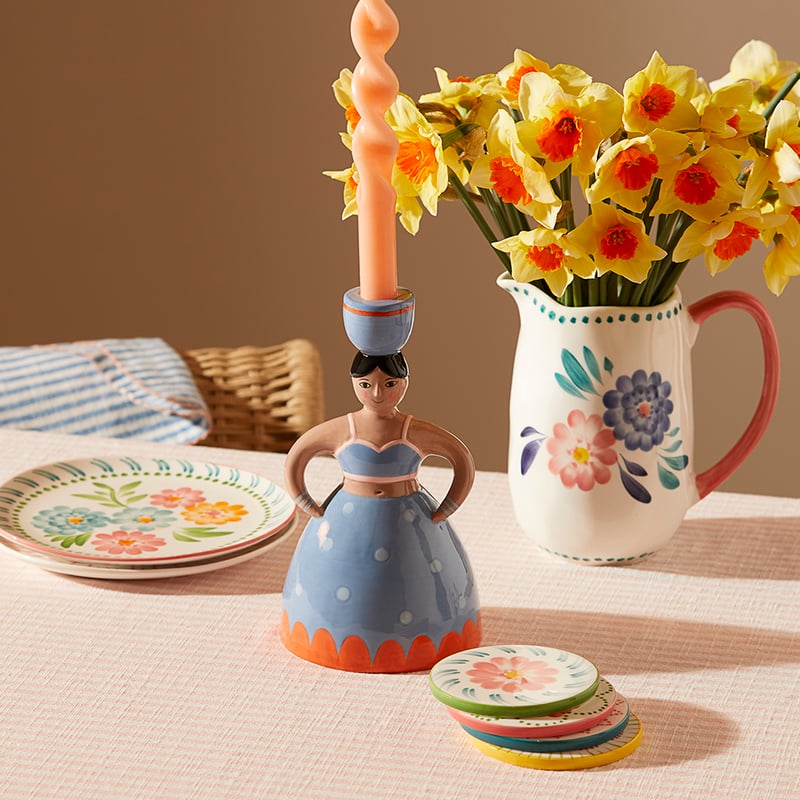 Spanish Lady Blue Spot Candleholder