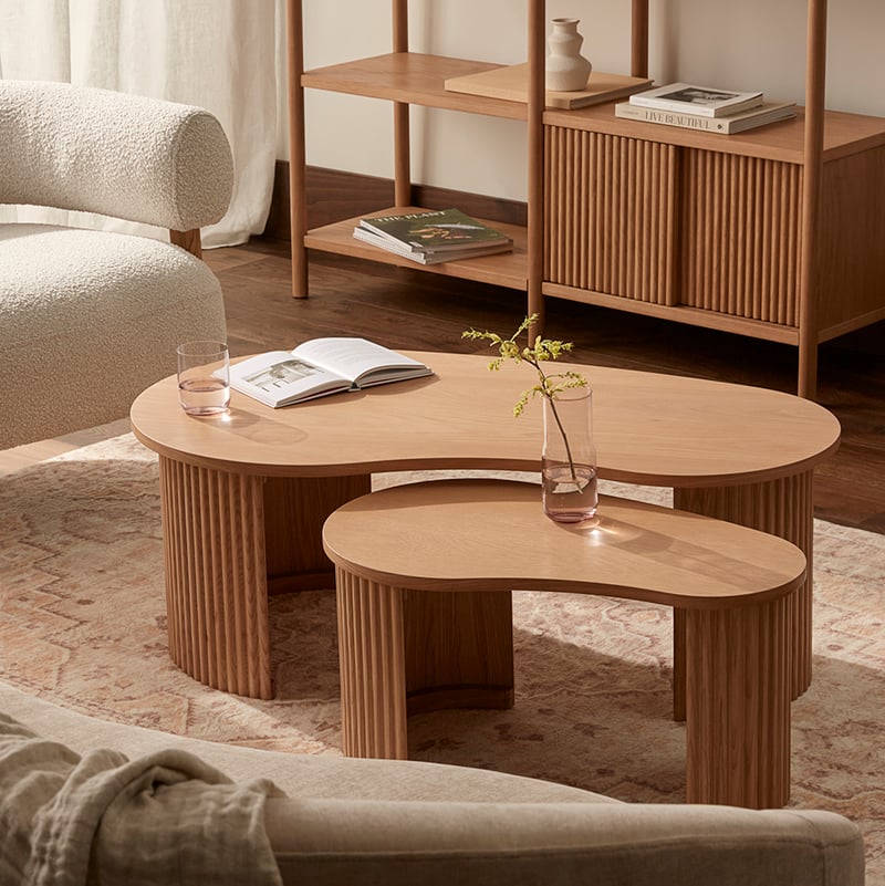 Oak Nesting Coffee Table Set