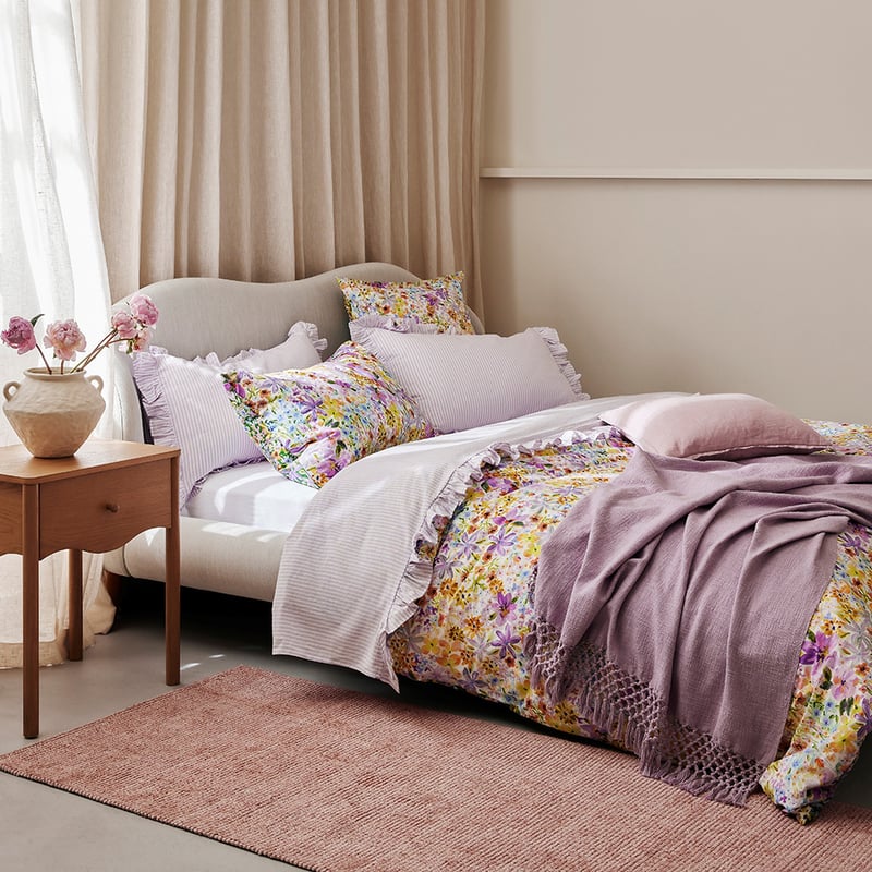 Ruffle Lilac Stripe Sheet Set