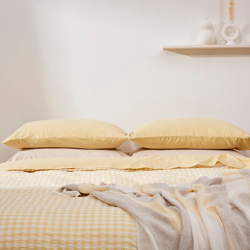 Talia French Butter Check Quilt Cover Set + Separates