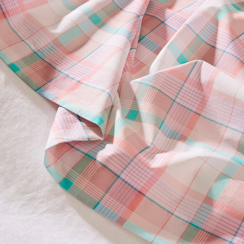 Coral Check Printed Sheet Set