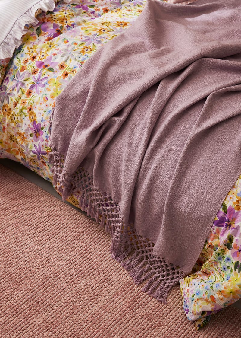 Macrame Lavender Knot Throw