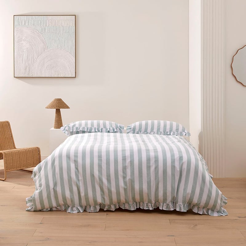 Ruffle Mint Blue Stripe Pillowcases