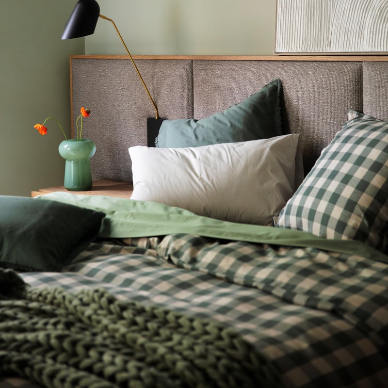 Bamboo Linen Cypress Check Quilt Cover Separates