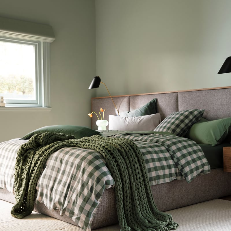 Bamboo Linen Cypress Check Quilt Cover Separates