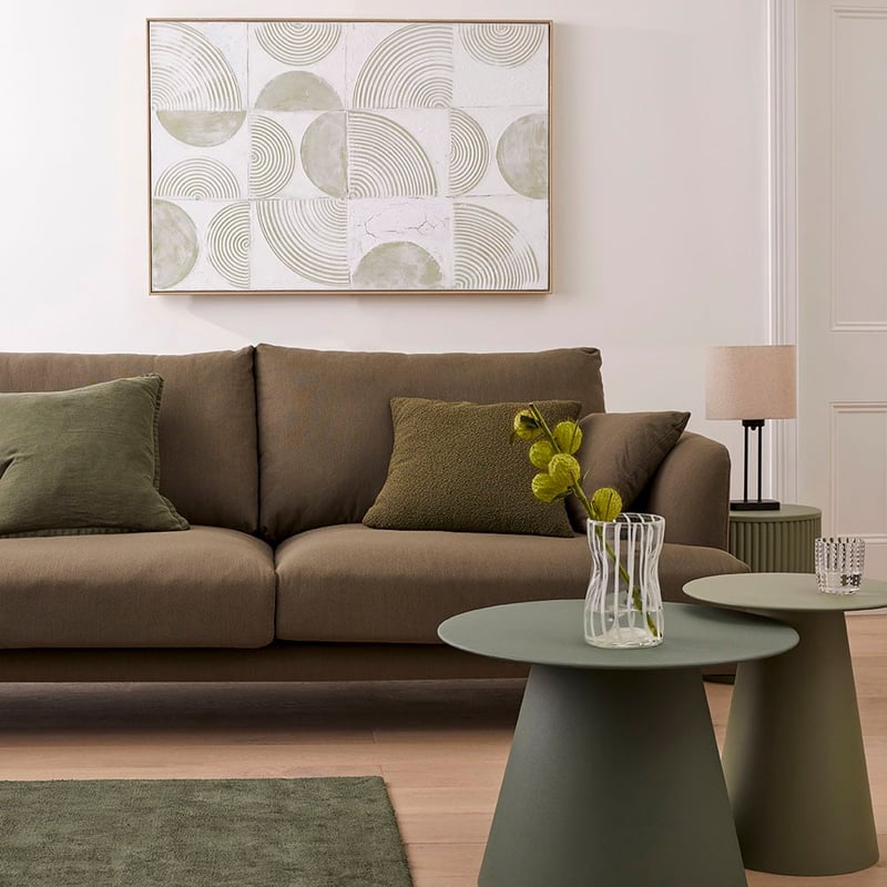 Virginia Khaki 3 Seater Sofa