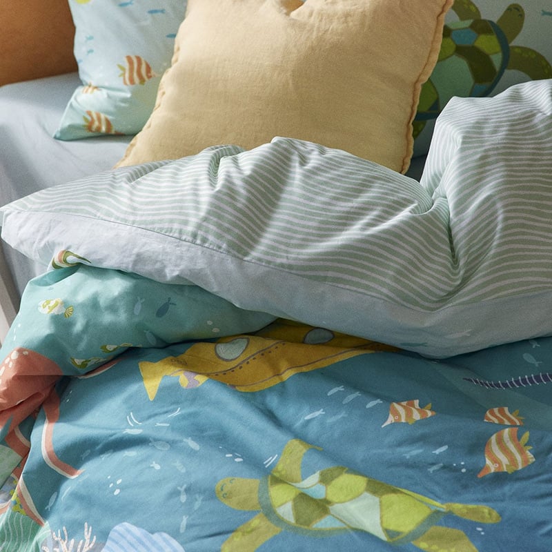 What Lives In The Ocean Sea Green Quilt Cover Set