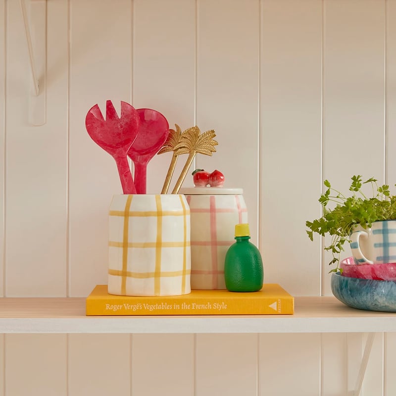 Charli Yellow Check Servingware