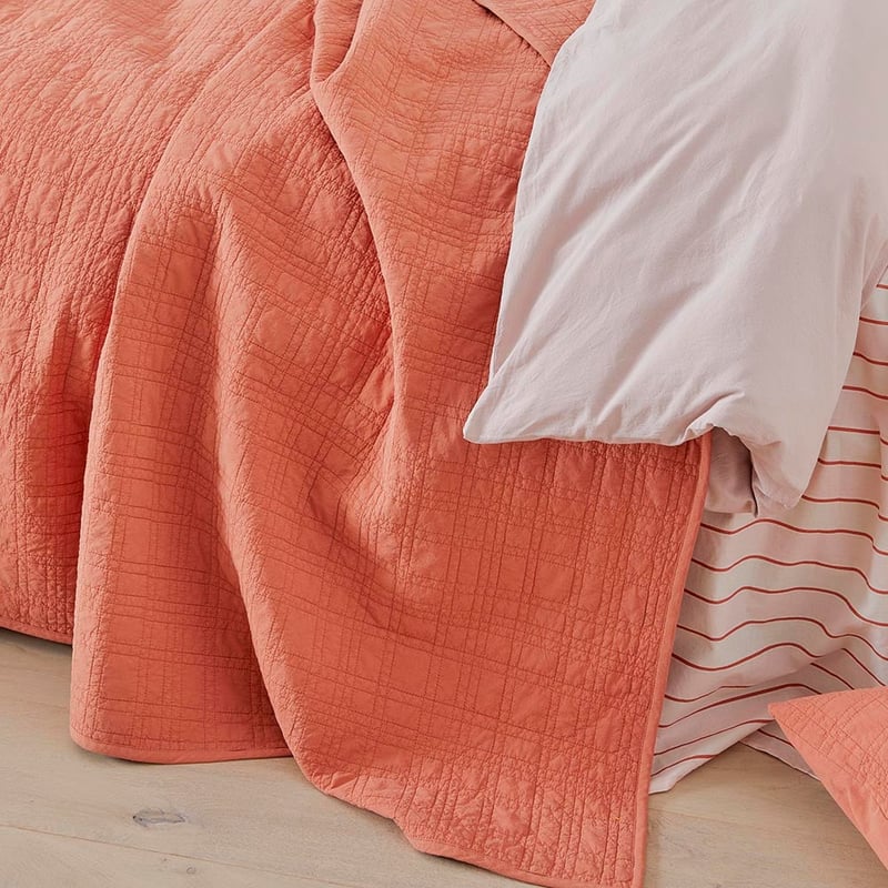 Stonewashed Cotton Paprika Quilted Coverlet Separates