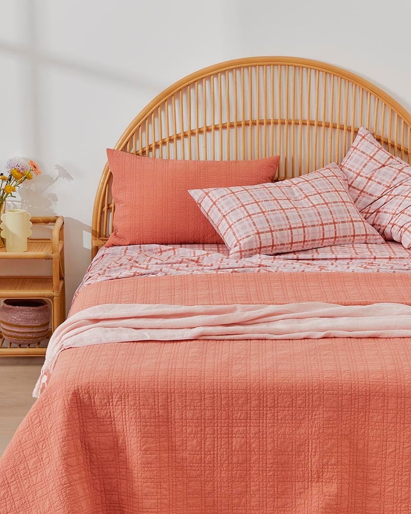 Stonewashed Cotton Paprika Quilted Coverlet Separates