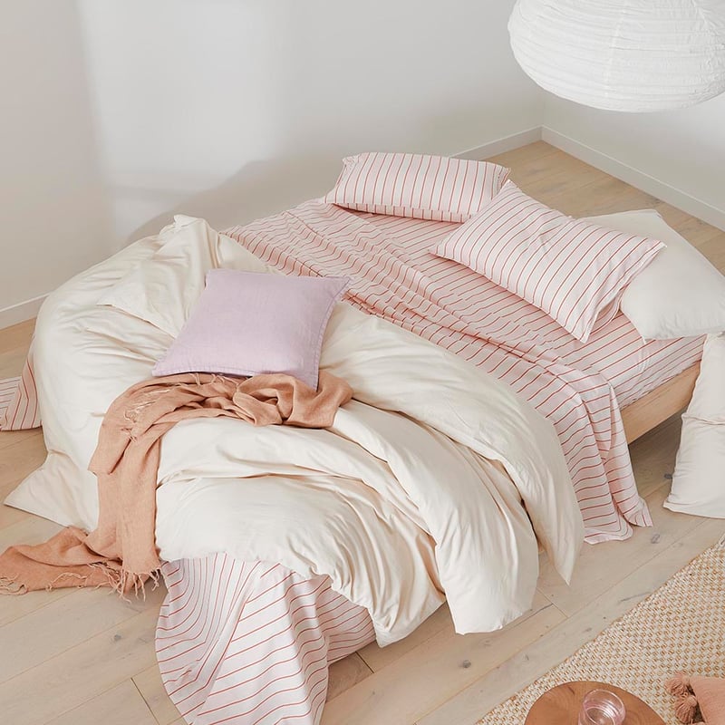 Stonewashed Cotton Sunset Stripe Paprika Sheet Separates