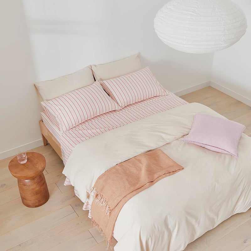 Stonewashed Cotton Sunset Stripe Paprika Sheet Separates