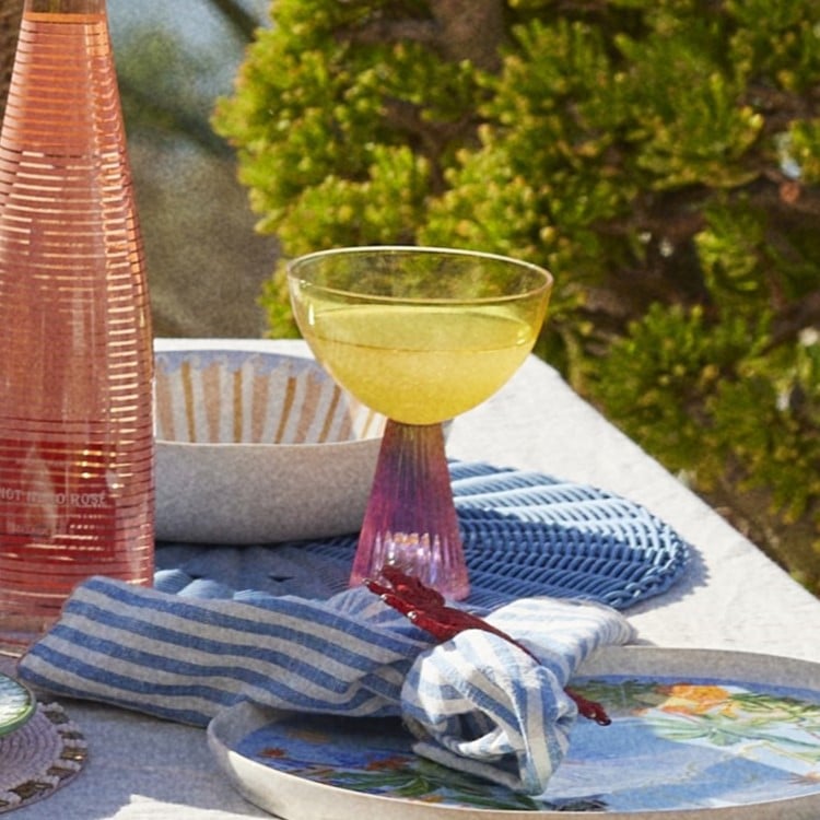 Retro Yellow & Pink Coupe Glass Pack of 2