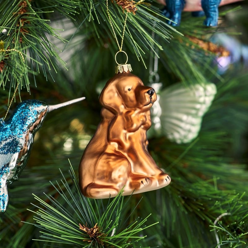 Christmas Fun Dog Antiqued Glass Decoration