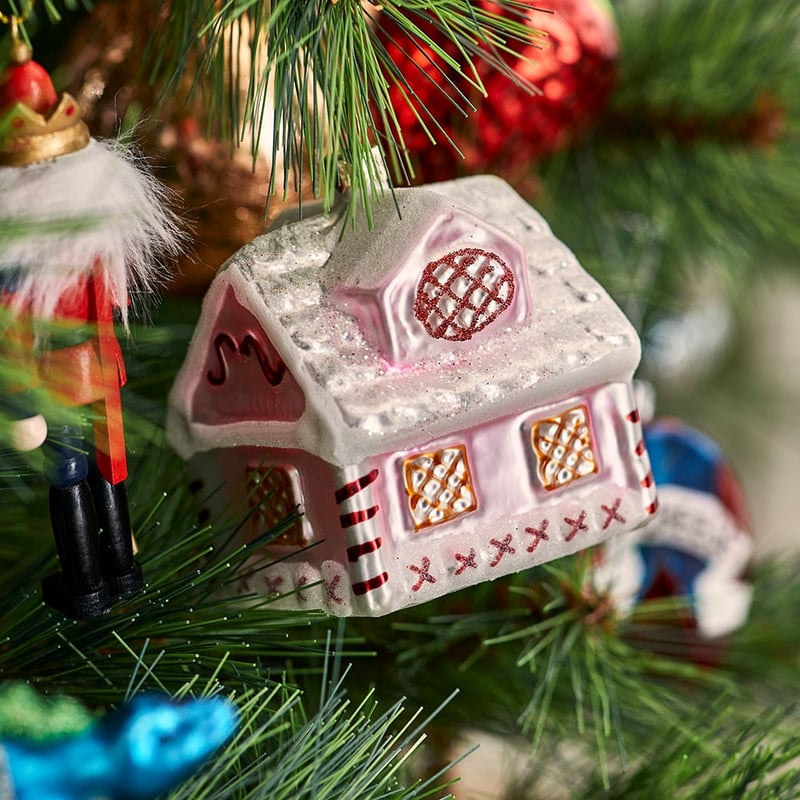Christmas Fun Gingerbread House Antiqued Glass Decoration