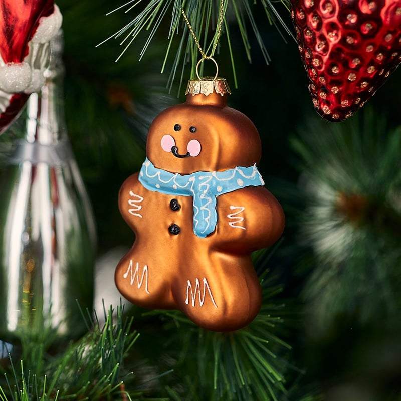 Christmas Fun Gingerbread Man Antiqued Glass Decoration