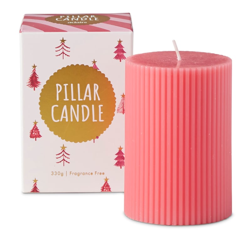 Christmas Pillar Coral Candle