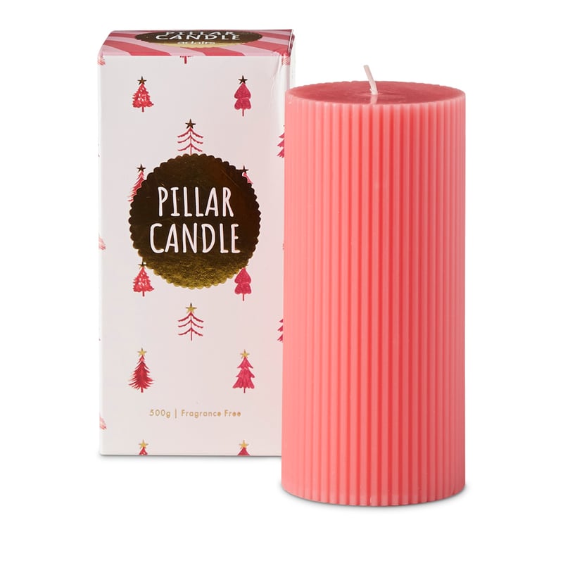 Christmas Pillar Coral Candle