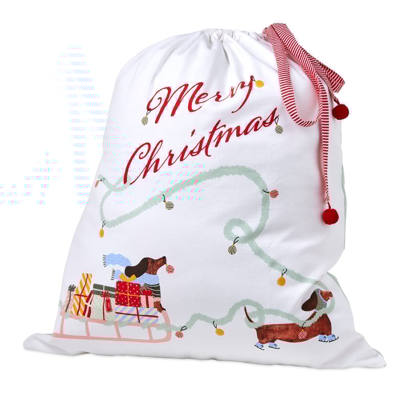 Festive Dashing Dachshunds Santa Sack