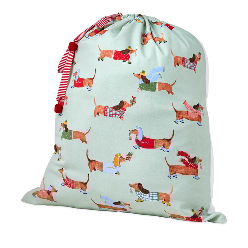 Festive Dashing Dachshunds Santa Sack