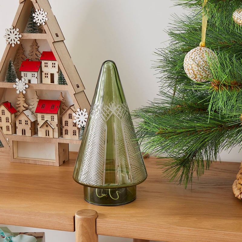 Cut Glass Green Christmas Tree