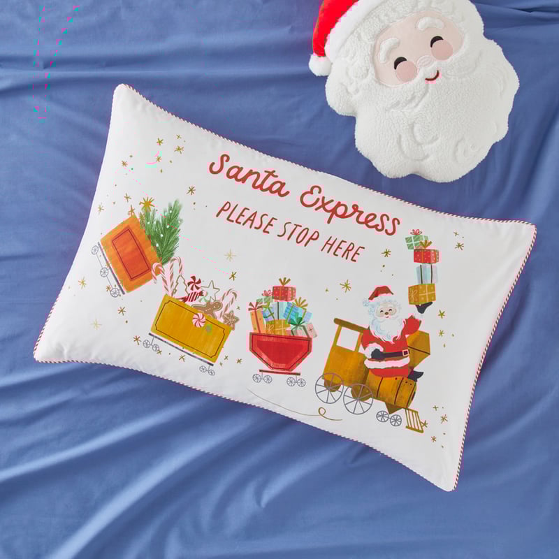 Santa Express Christmas Text Pillowcase